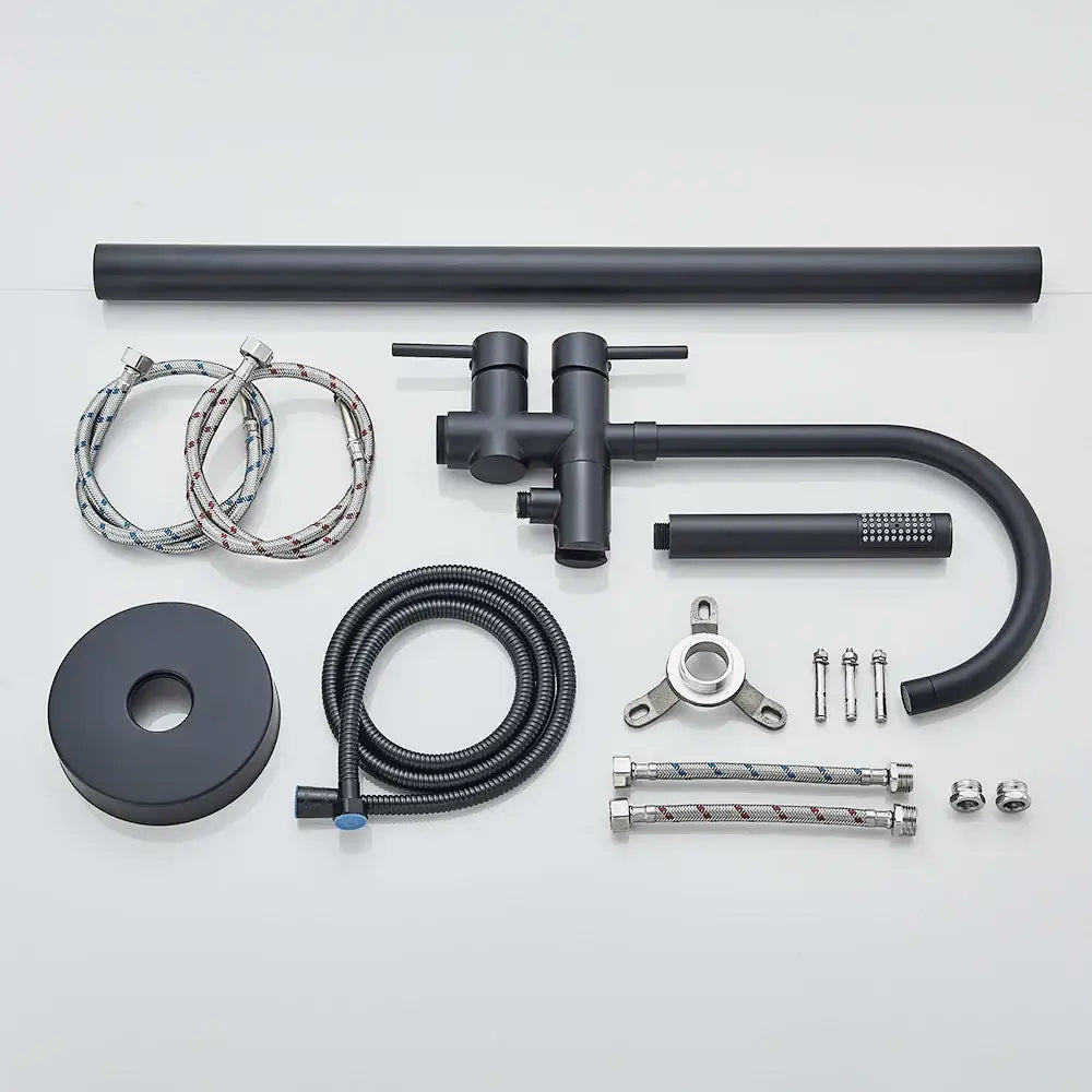 Decorbites matte black freestanding bathroom sink faucet kit with braided hoses multi-piece on Tampa Home & Garden Store