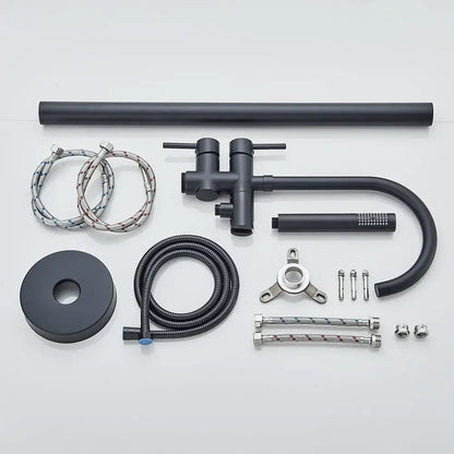 Decorbites matte black freestanding bathroom sink faucet kit with braided hoses multi-piece on Tampa Home & Garden Store