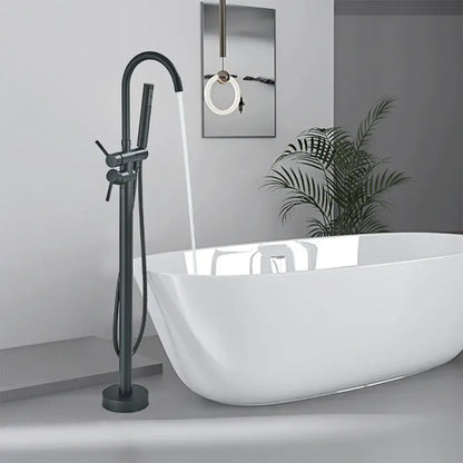 Decorbites Matte Black Freestanding Faucet with gooseneck spout and handheld spray on Tampa Home & Garden Store