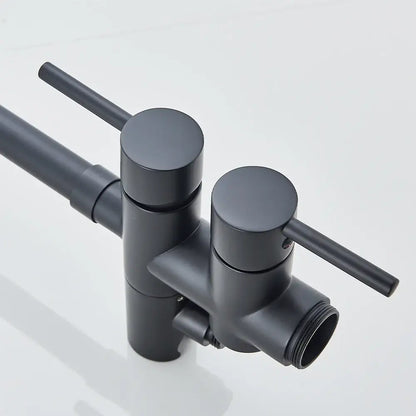 Matte Black Freestanding Faucet with dual cylindrical handles Decorbites on Tampa Home & Garden Store