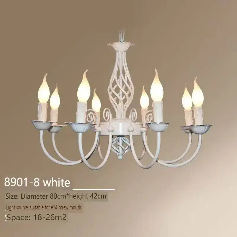 Black Iron Scroll Chandelier by Decorbites, 8-light candle-style bulbs on an iron frame on Tampa Home & Garden Store