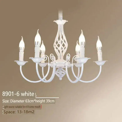 Black Iron Scroll Chandelier Decorbites white finish with six candle bulbs and lattice center on Tampa Home & Garden Store