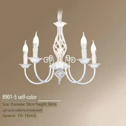 Black Iron Scroll Chandelier white finish by Decorbites, 5-light candle-arm ceiling fixture on Tampa Home & Garden Store