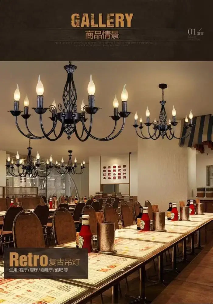Black Iron Scroll Chandelier pair with candle bulbs, ornate iron scrolls Decorbites on Tampa Home & Garden Store