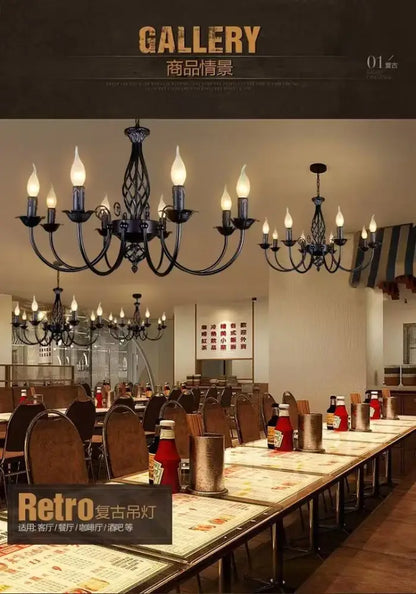 Black Iron Scroll Chandelier pair with candle bulbs, ornate iron scrolls Decorbites on Tampa Home & Garden Store