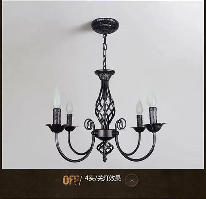 Black Iron Scroll Chandelier by Decorbites, 4-light iron chandelier with curved arms on Tampa Home & Garden Store