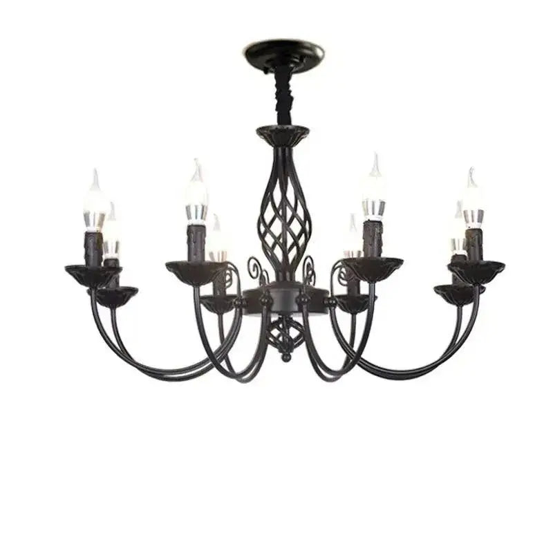 Black iron scroll chandelier by Decorbites, six-arm candle-style lighting fixture on Tampa Home & Garden Store