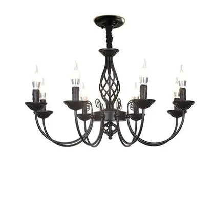 Black iron scroll chandelier by Decorbites, six-arm candle-style lighting fixture on Tampa Home & Garden Store
