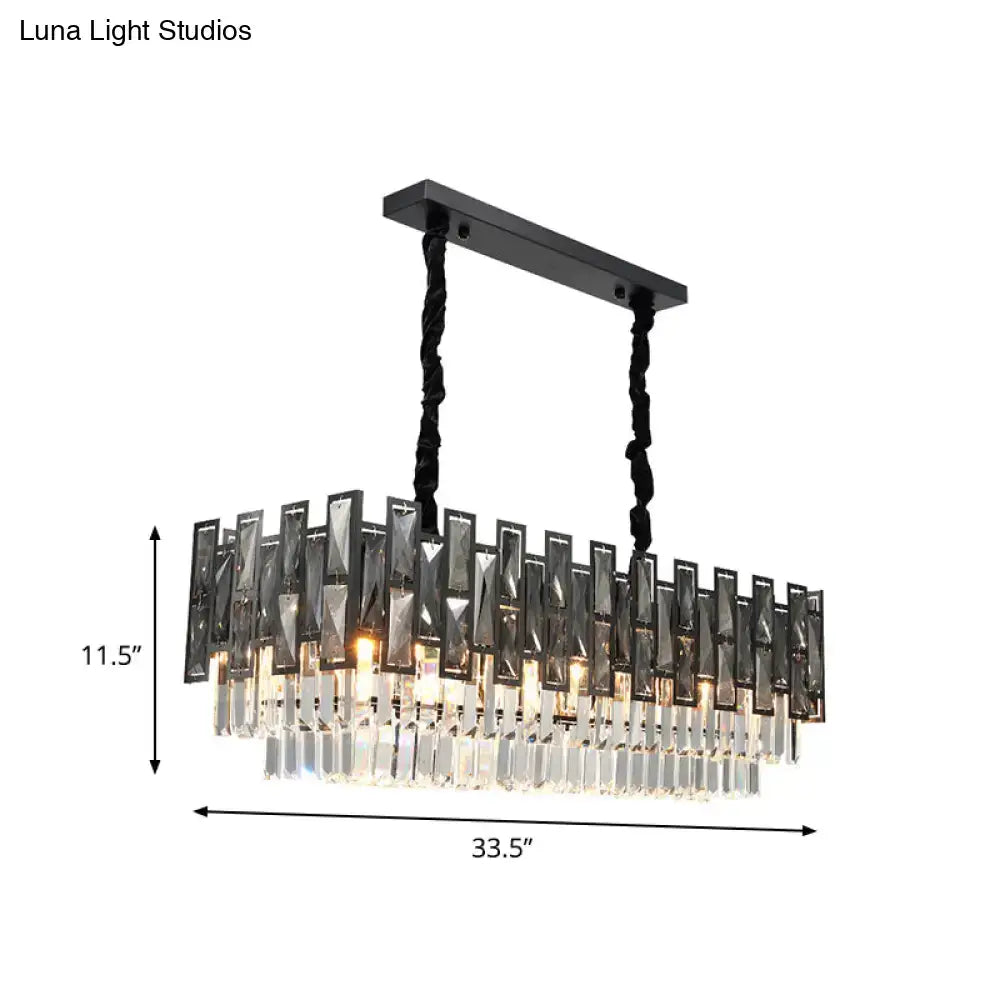 Black crystal prism chandelier by Decorbites with prisms and black metal frame, 33.5in wide on Tampa Home & Garden Store