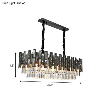 Black crystal prism chandelier by Decorbites with prisms and black metal frame, 33.5in wide on Tampa Home & Garden Store