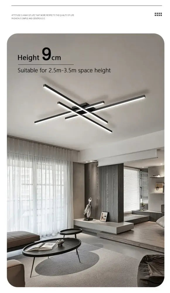 Black Square LED Chandelier by Decorbites, black metal ceiling light with intersecting bars on Tampa Home & Garden Store