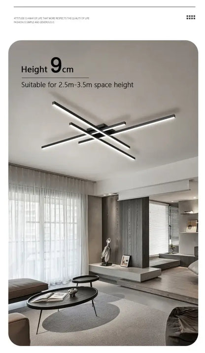Black Square LED Chandelier by Decorbites, black metal ceiling light with intersecting bars on Tampa Home & Garden Store