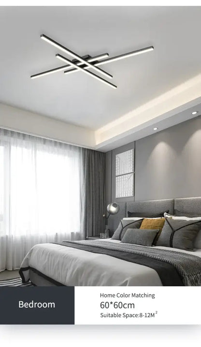 Black Square LED Chandelier with intersecting LED bars, black metal frame Decorbites on Tampa Home & Garden Store