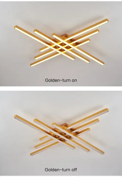 Black Square LED Chandelier by Decorbites, gold metal intersecting fixture for living spaces on Tampa Home & Garden Store