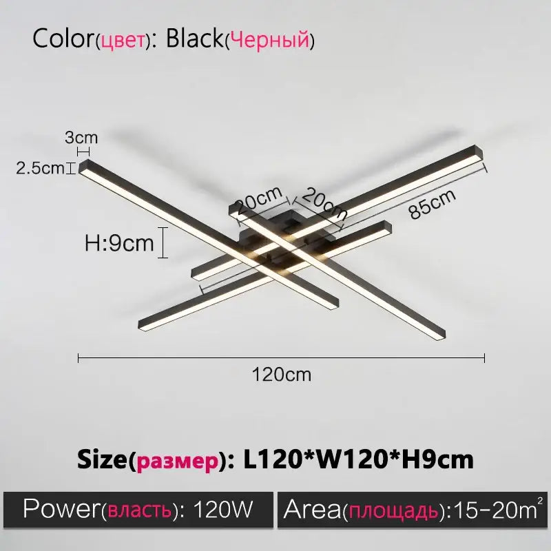 Black Square LED Chandelier by Decorbites, modern metal frame with intersecting bars on Tampa Home & Garden Store