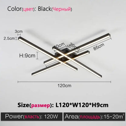 Black Square LED Chandelier by Decorbites, modern metal frame with intersecting bars on Tampa Home & Garden Store
