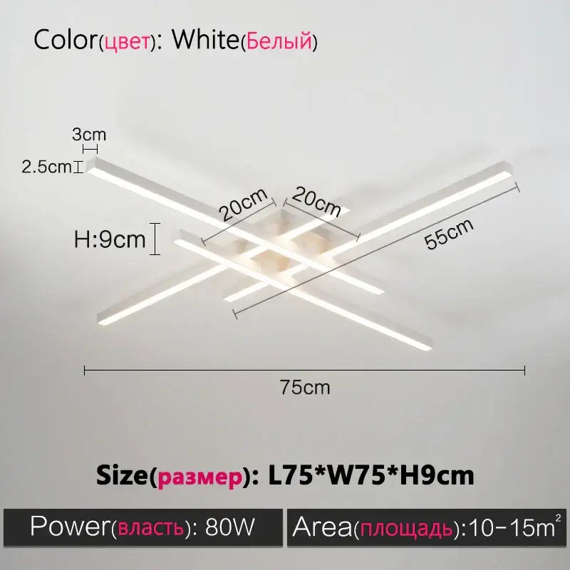 Black Square LED Chandelier white finish Decorbites 75x75x9 cm ceiling fixture on Tampa Home & Garden Store
