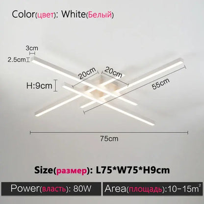 Black Square LED Chandelier white finish Decorbites 75x75x9 cm ceiling fixture on Tampa Home & Garden Store