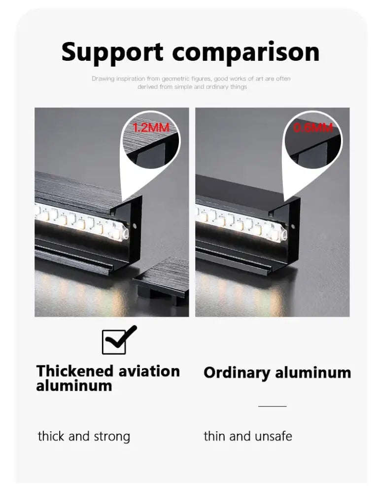 Decorbites Black Square LED Chandelier with thickened aluminum frame vs ordinary aluminum on Tampa Home & Garden Store