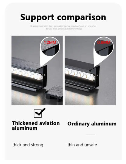 Decorbites Black Square LED Chandelier with thickened aluminum frame vs ordinary aluminum on Tampa Home & Garden Store