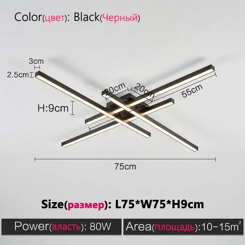 Black Square LED Chandelier by Decorbites with intersecting metal bars, ceiling light on Tampa Home & Garden Store