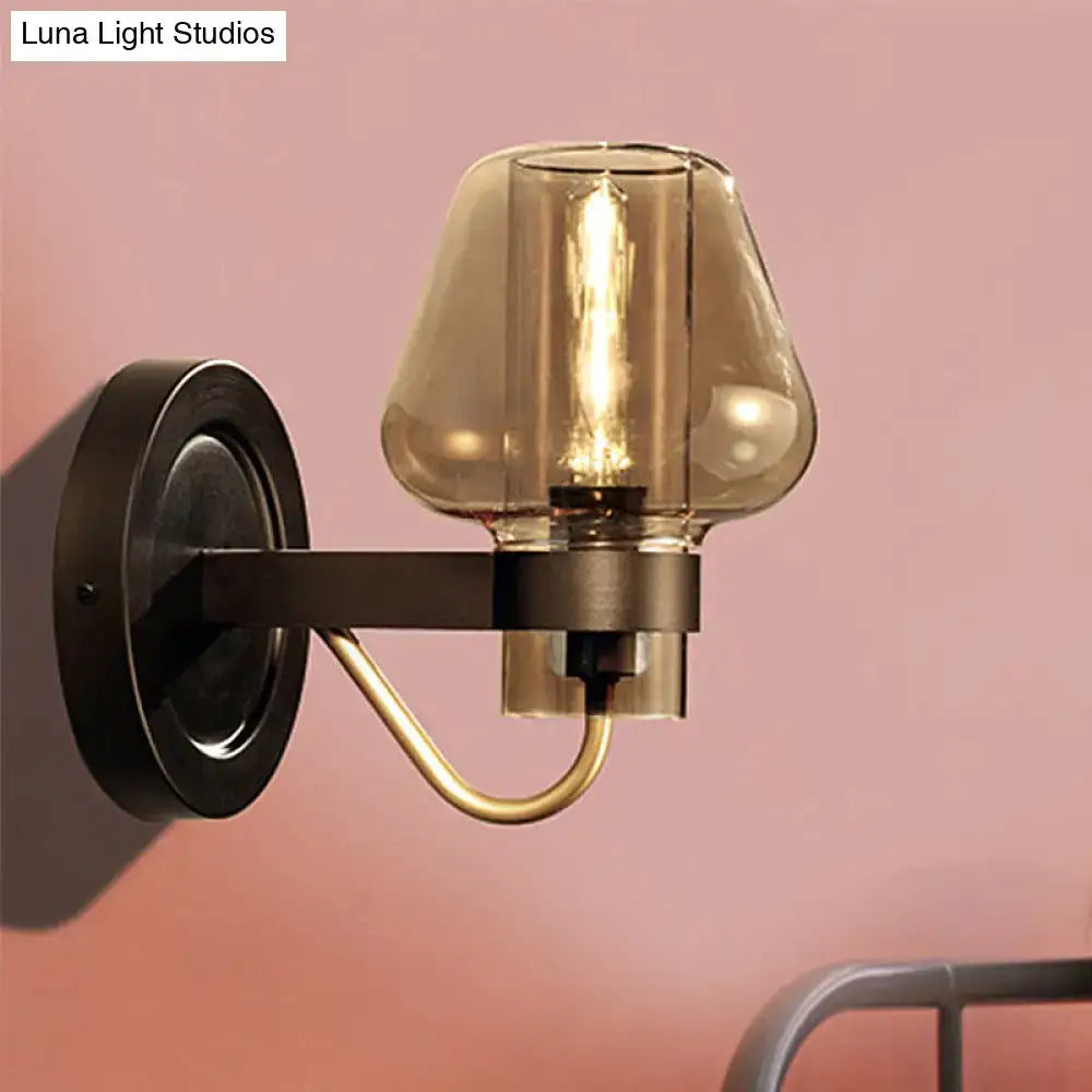 Black Amber Glass Sconce by Decorbites, wall-mounted fixture with amber glass shade on Tampa Home & Garden Store