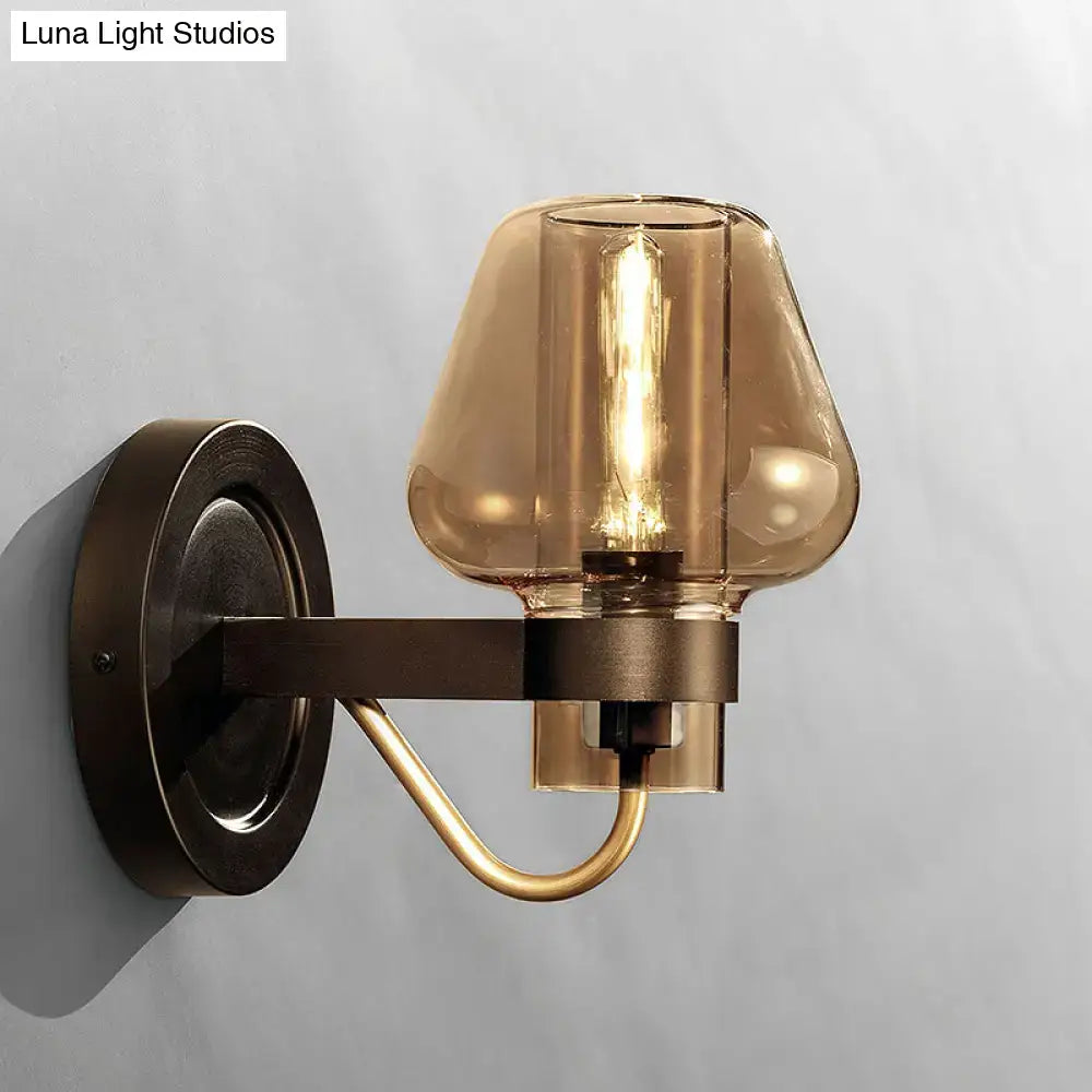 Black Amber Glass Sconce by Decorbites, bronze metal mount with amber glass shade on Tampa Home & Garden Store