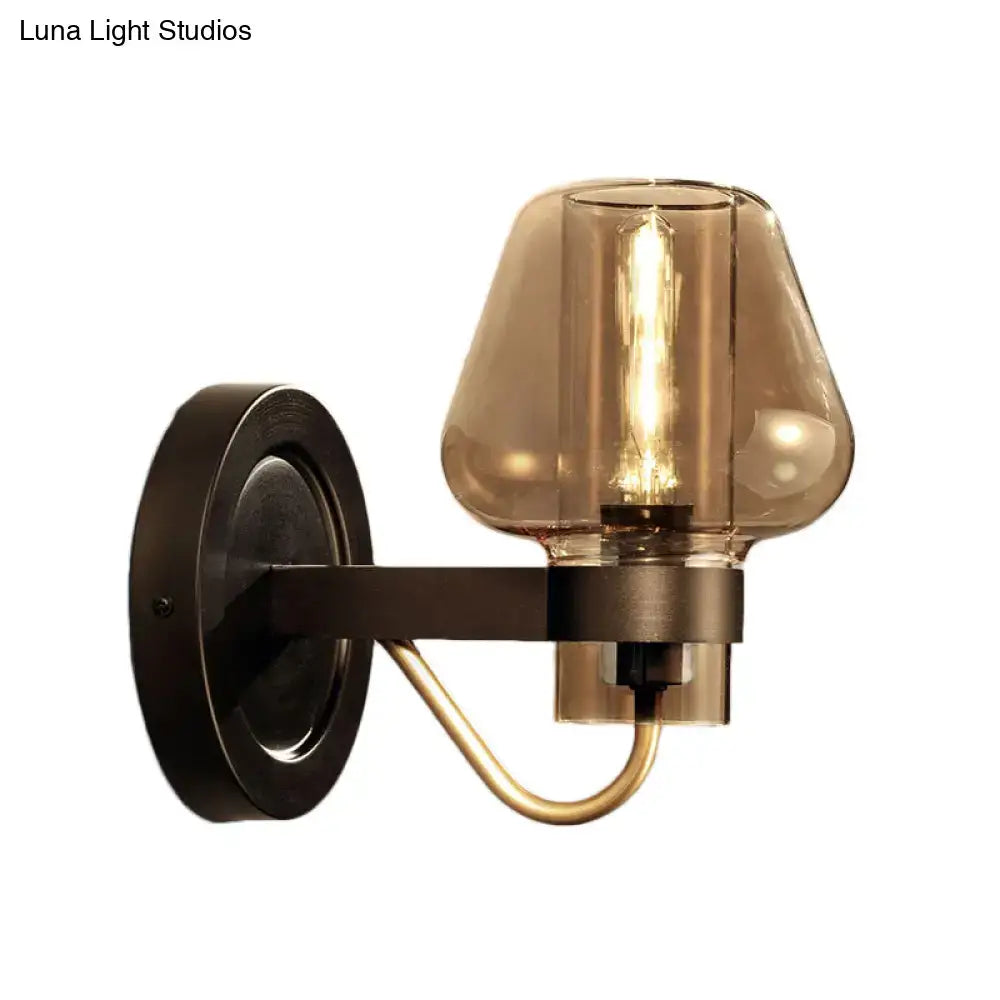 Black Amber Glass Sconce by Decorbites, bronze finish wall mount with amber glass shade on Tampa Home & Garden Store
