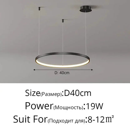 Decorbites modern black & gold pendant chandelier, circular 40cm ring with dimmable LED on Tampa Home & Garden Store