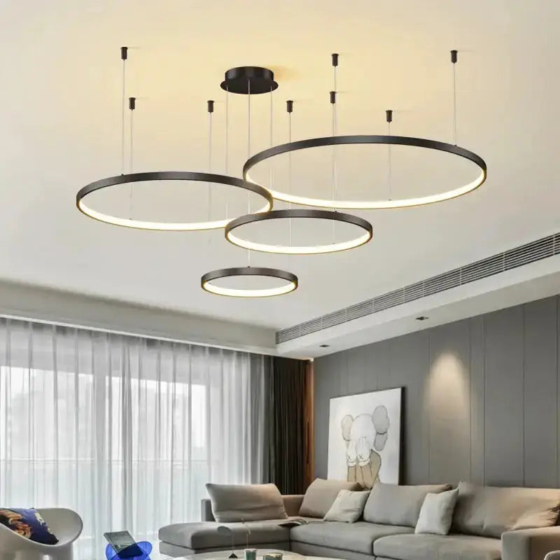 Chandelier modern black and gold circular ring pendant light, dimmable Decorbites on Tampa Home & Garden Store