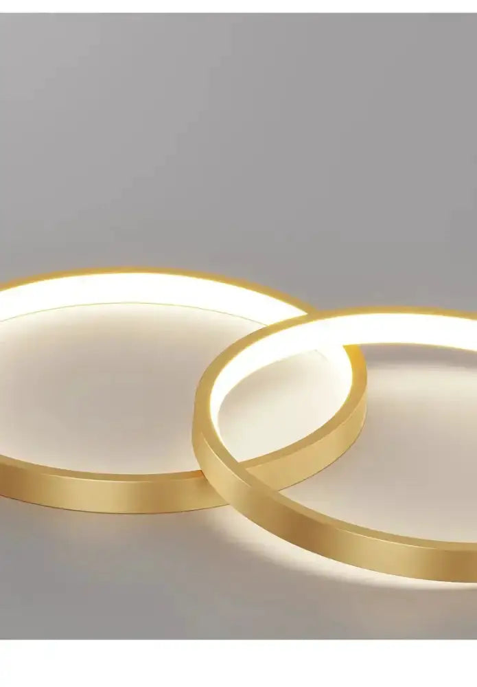 Chandelier two gold ring pendant lights by Decorbites, circular LED rings with warm glow on Tampa Home & Garden Store