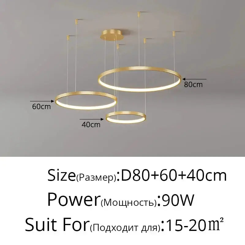 Chandelier Decorbites modern black and gold pendant light dimmable with 80/60/40cm on Tampa Home & Garden Store