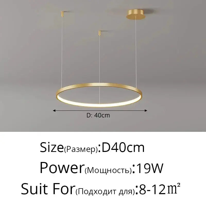 Pendant light Decorbites circular ring chandelier black and gold, dimmable 40cm dia on Tampa Home & Garden Store