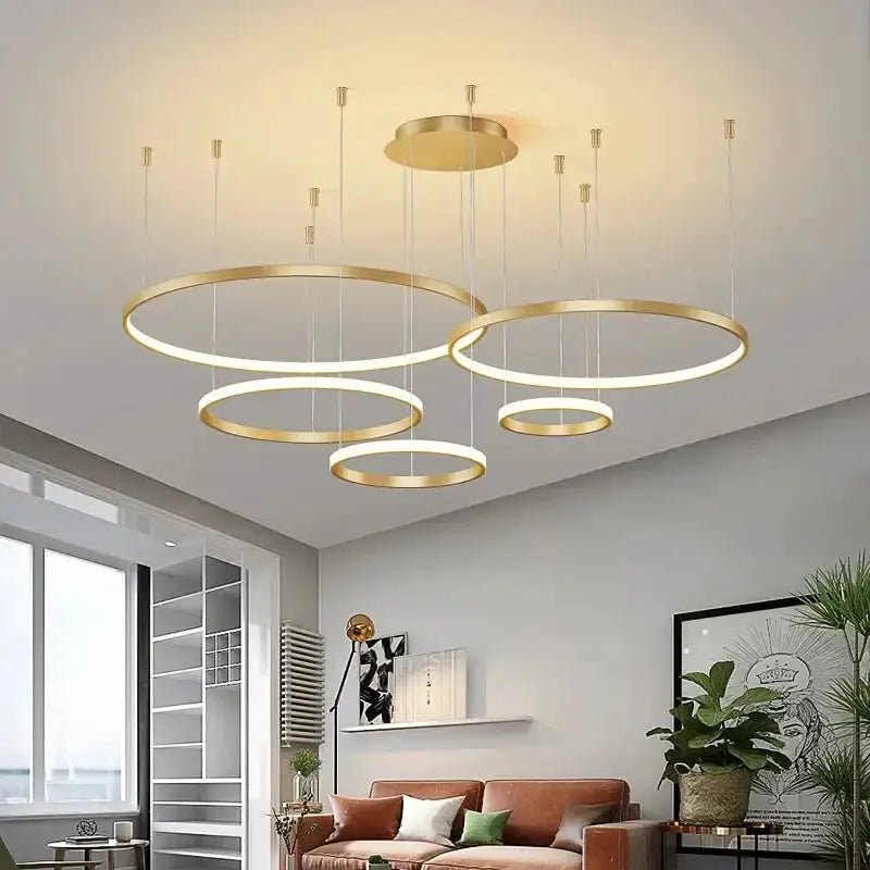 Chandelier Decorbites modern gold circular ring pendant light with dimmable LED on Tampa Home & Garden Store