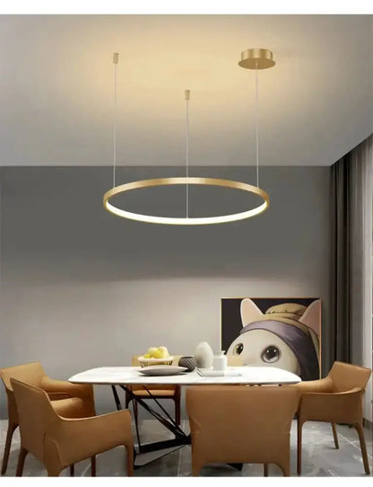 Pendant light Decorbites, black and gold circular ring chandelier, dimmable over dining table on Tampa Home & Garden Store