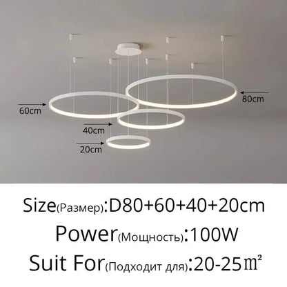 Chandelier 4-ring modern black & gold pendant light by Decorbites, dimmable on Tampa Home & Garden Store