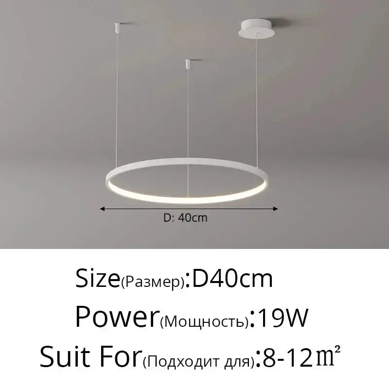 Chandelier circular ring pendant light, white finish, dimmable, Decorbites on Tampa Home & Garden Store