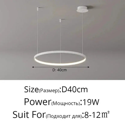 Chandelier circular ring pendant light, white finish, dimmable, Decorbites on Tampa Home & Garden Store