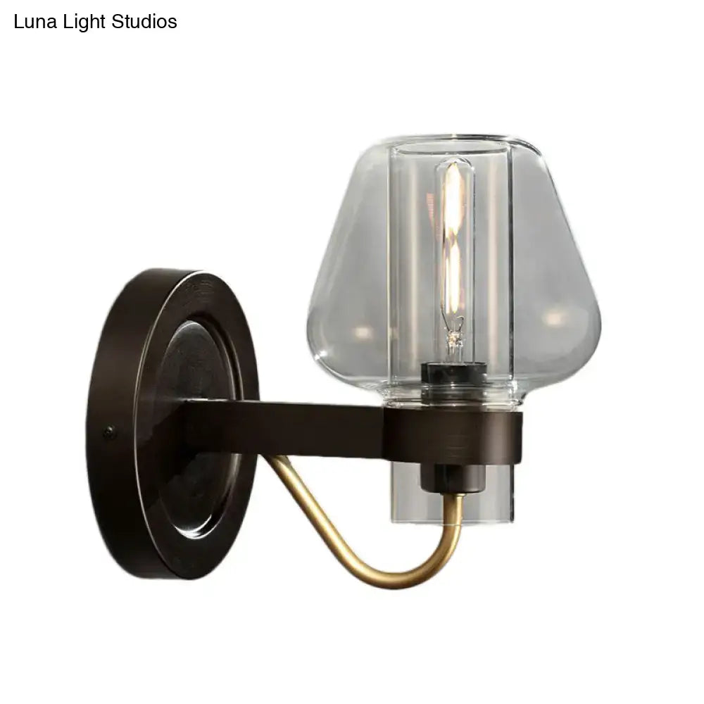 Black brass glass mushroom wall sconce with clear shade, Decorbites, wall-mounted on Tampa Home & Garden Store