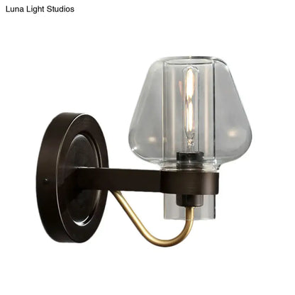 Black brass glass mushroom wall sconce with clear shade, Decorbites, wall-mounted on Tampa Home & Garden Store