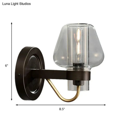 Black brass glass mushroom wall sconce with clear glass shade and Edison bulb on Tampa Home & Garden Store