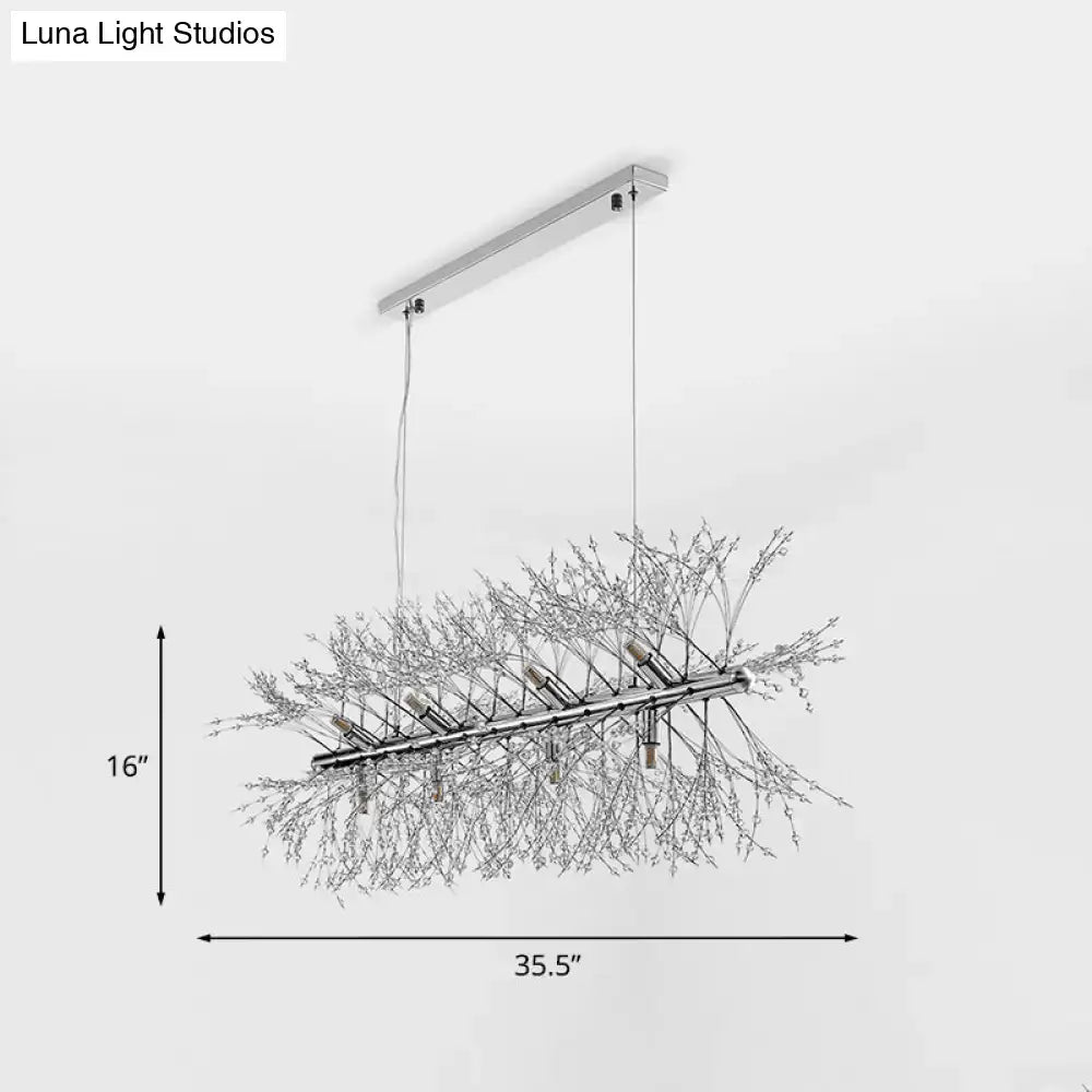 Chrome Crystal Sprig Chandelier by Decorbites with twig crystal sprigs, chrome finish on Tampa Home & Garden Store