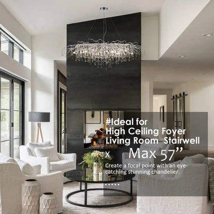 Chandelier Modern golden aluminum crystal ring with droplets over living room by Decorbites on Tampa Home & Garden Store