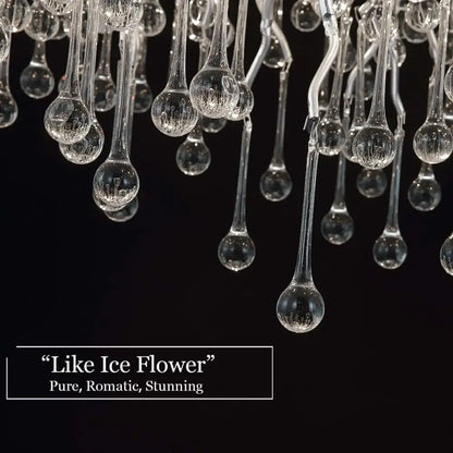 Chandelier with clear glass teardrop crystals, modern crystal lighting on Tampa Home & Garden Store