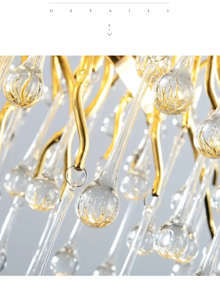 Decorbites modern golden aluminum crystal chandelier for living room with droplets on Tampa Home & Garden Store