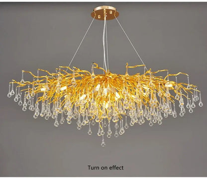 Chandelier Modern golden aluminum crystal fixture by Decorbites for living room on Tampa Home & Garden Store