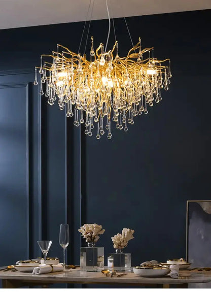 Modern Gold Crystal Chandelier Living Room Light
