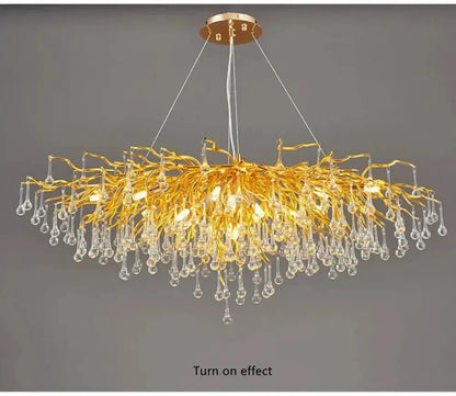 Modern Gold Crystal Chandelier Living Room Light