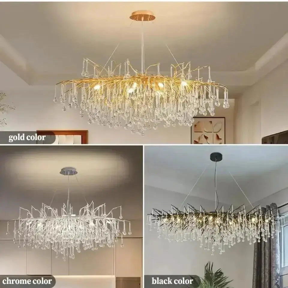 Modern Gold Crystal Chandelier Living Room Light