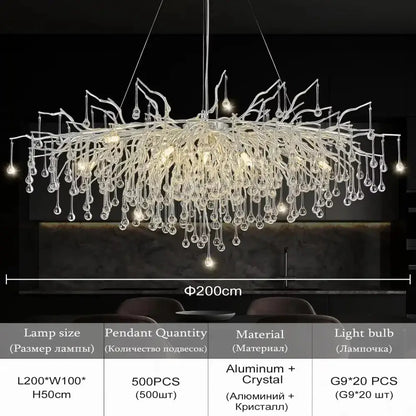 Chandelier Decorbites modern chrome crystal raindrop dining pendant light aluminum droplets on Tampa Home & Garden Store